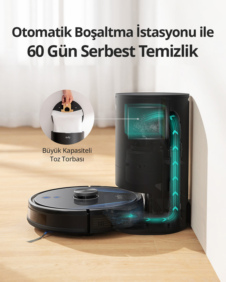 Anker eufy Clean LR30 Hybrid+ Otomatik Boşaltma İstasyonlu Akıllı Robot ...